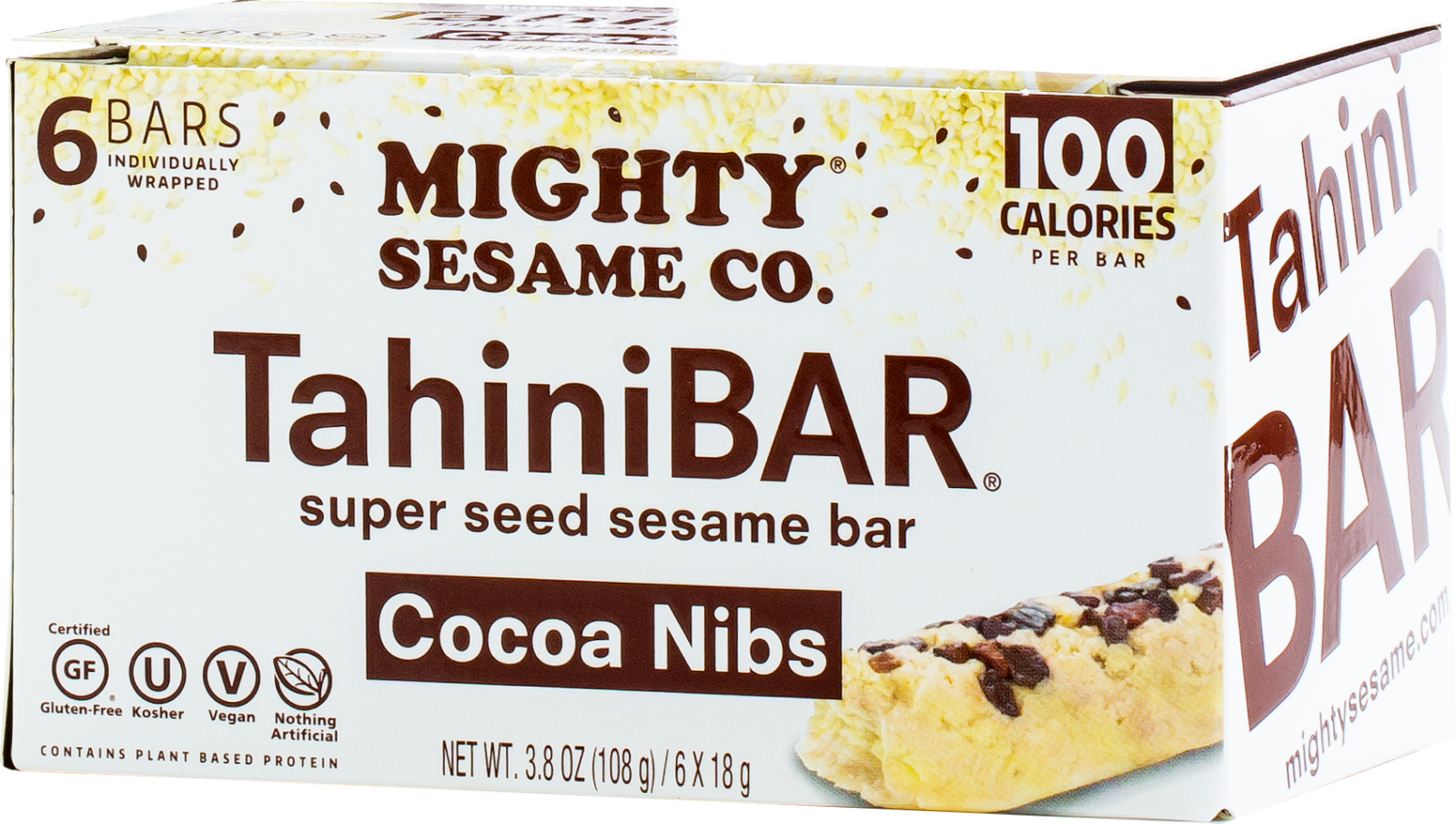 Mighty Sesame Cocoa Nib Tahini Bars - 6 Bars (3.8 oz)