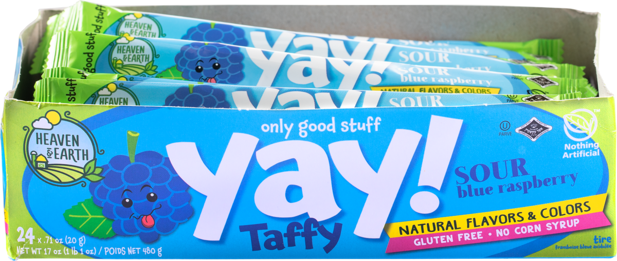 Heaven & Earth Sour Blue Raspberry Yay Taffy (24-Pack)